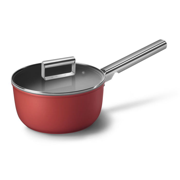 Smeg Cookware 11-Inch-Deep Pan with Lid - Red