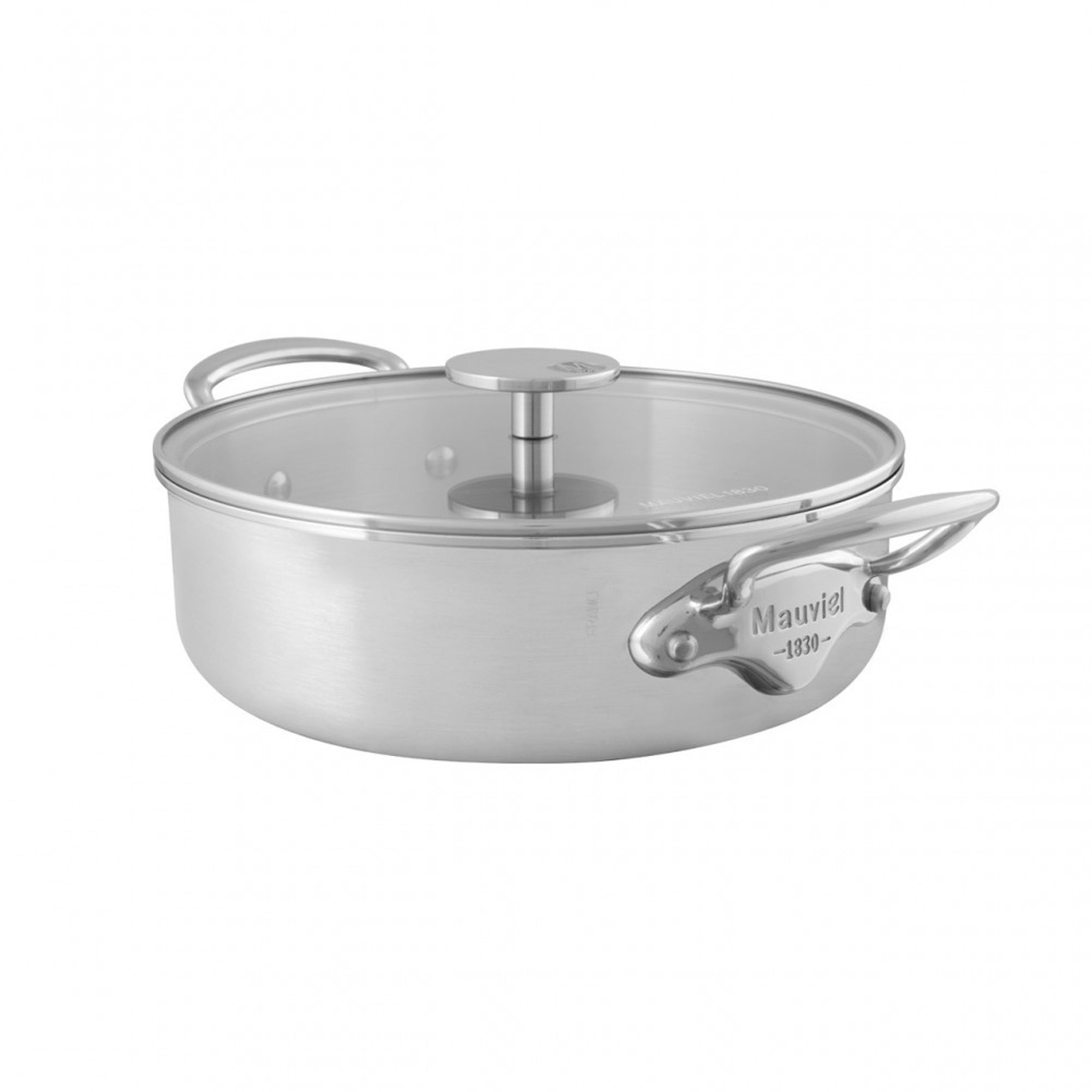 Mauviel M'Cook Ci Stainless Steel Rondeau with Lid, 11 inch