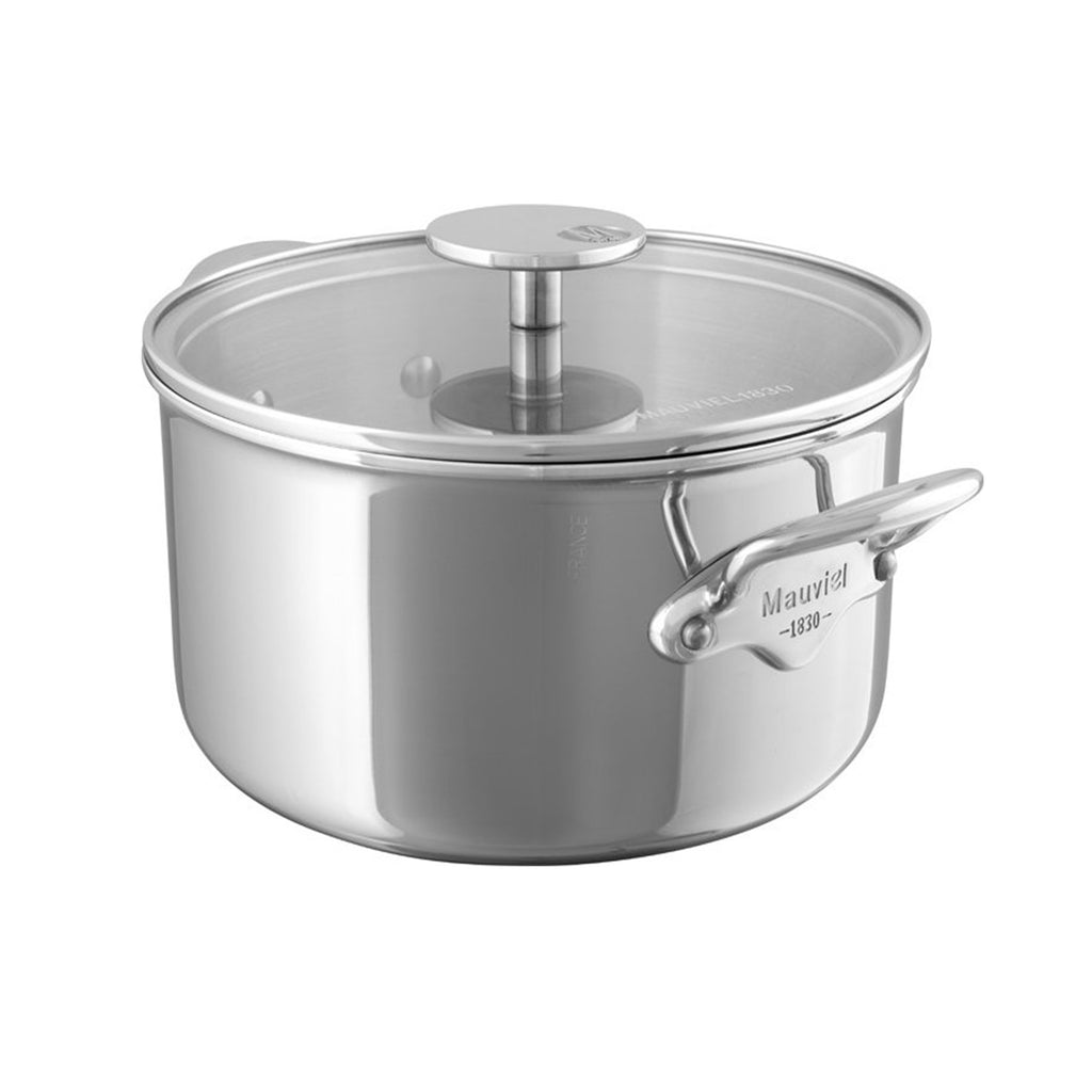 M'Cook stainless steel cocotte 16cm with Mauviel glass lid