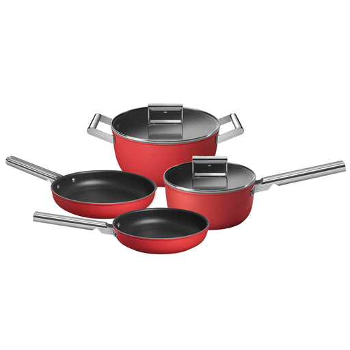 SMEG 6PC Cookware Set, Black 9.5 Fry Pan 11 Fry Pan 3qt Sauce Pan 5 Qt  Casserole CKFB06BLMUS Made in Italy