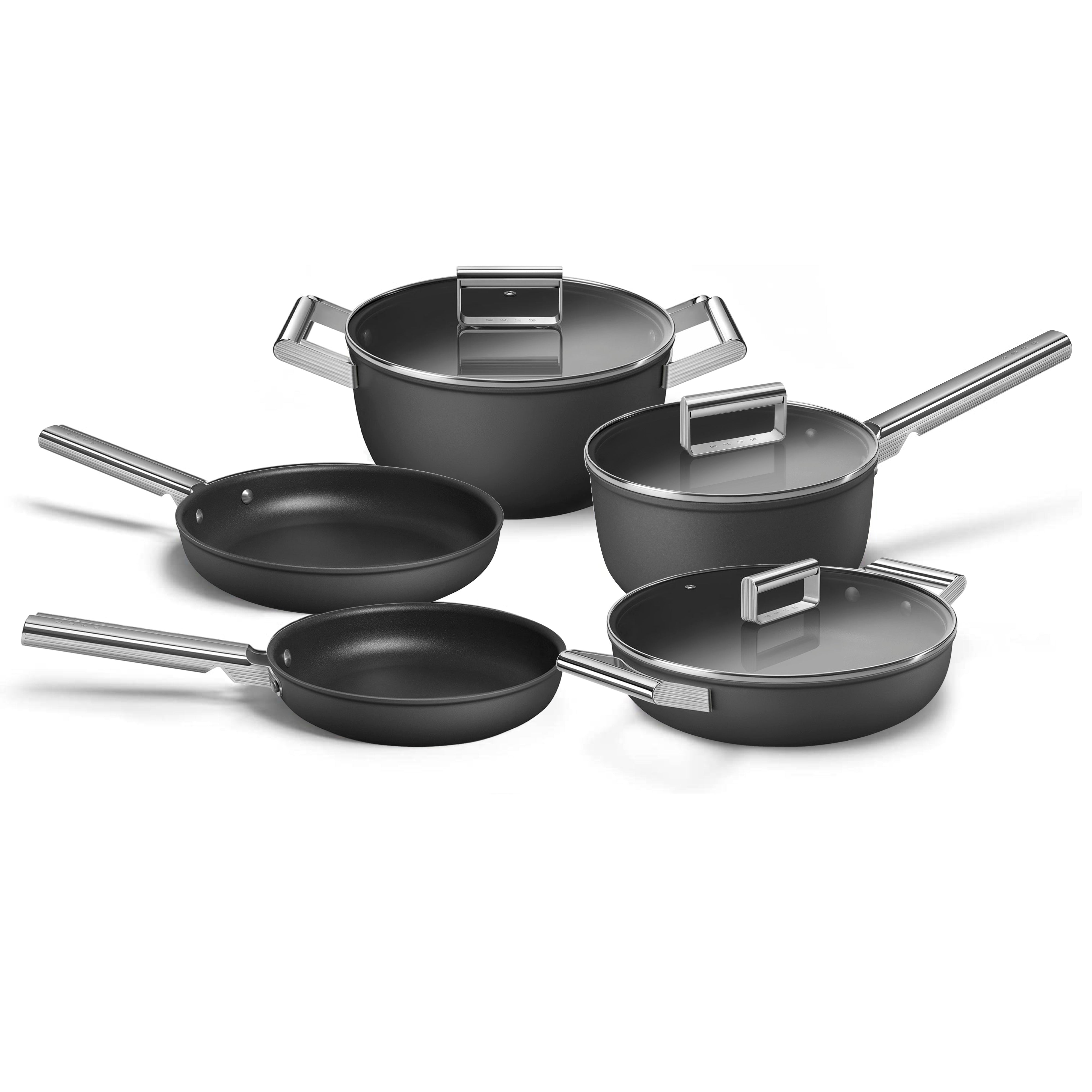 Smeg 50's Style Non-Stick Cream 8-Piece Cookware Set