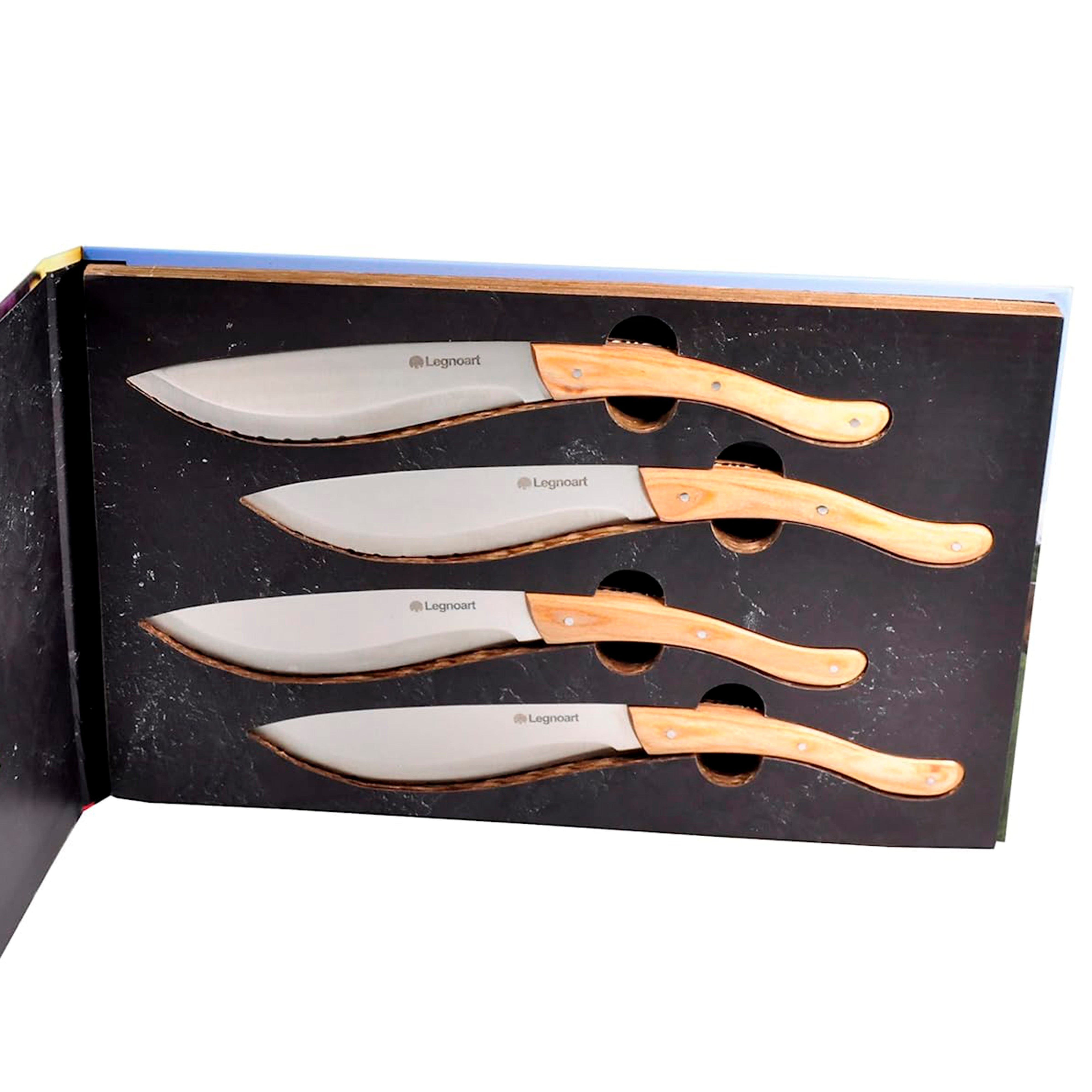 Legnoart Sirloin 4-Piece Steak Knife Set with Light Wood Handle