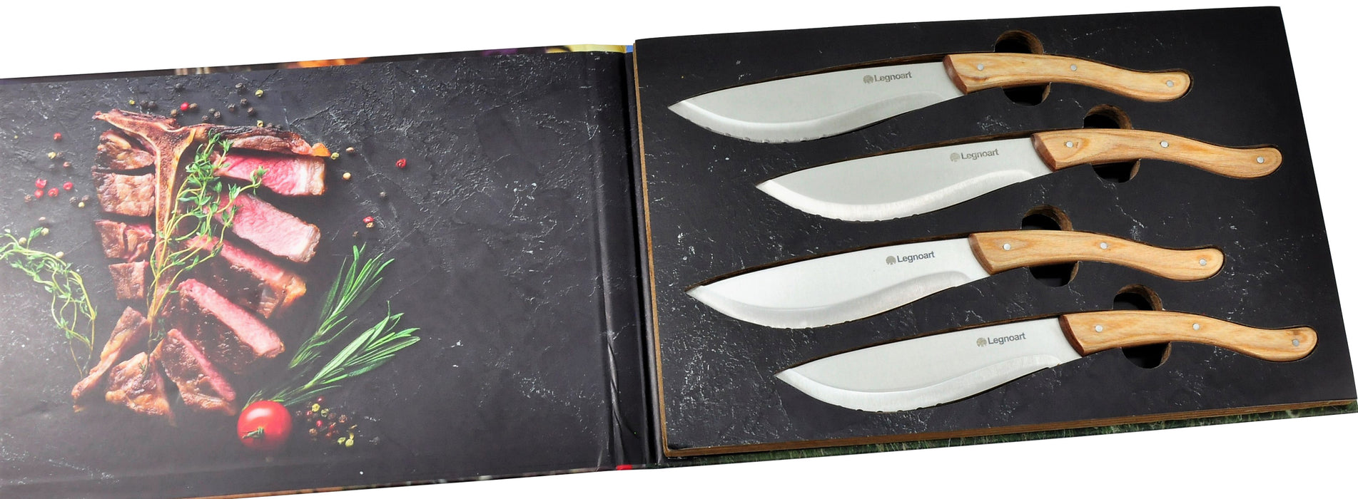 Set of 4 wood handle steak knives
