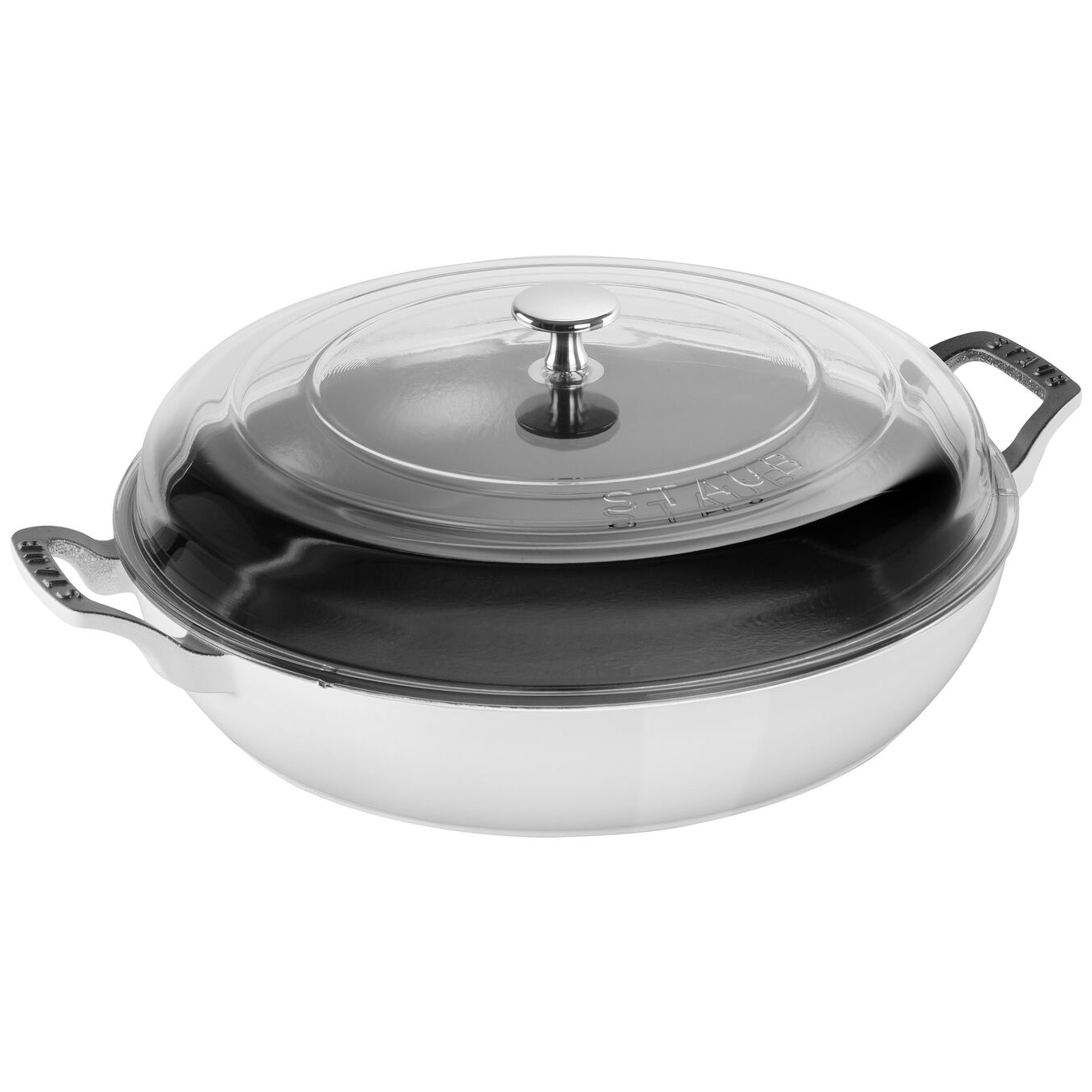 Staub Cast Iron White Truffle Round Braiser, 3.7-Quart